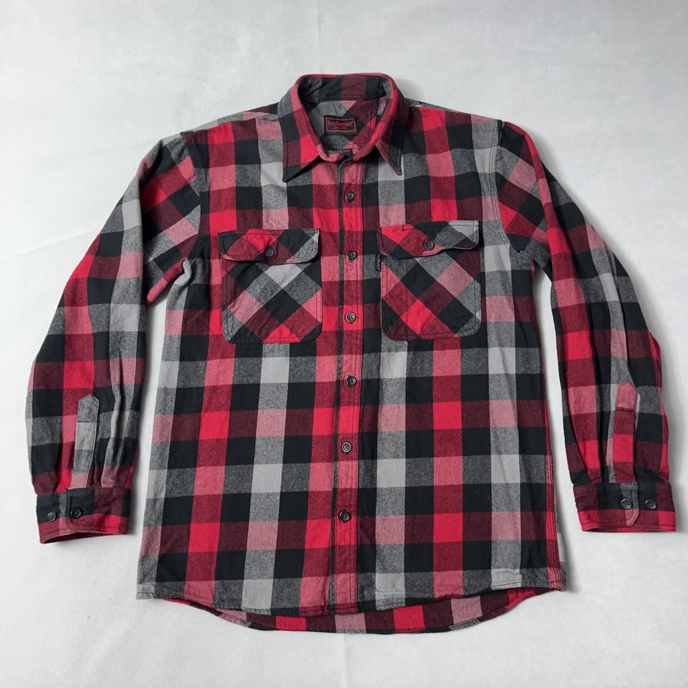 Five Brother Heavyweight Flannel Shirt Men Medium Red Black Buffalo Plaid